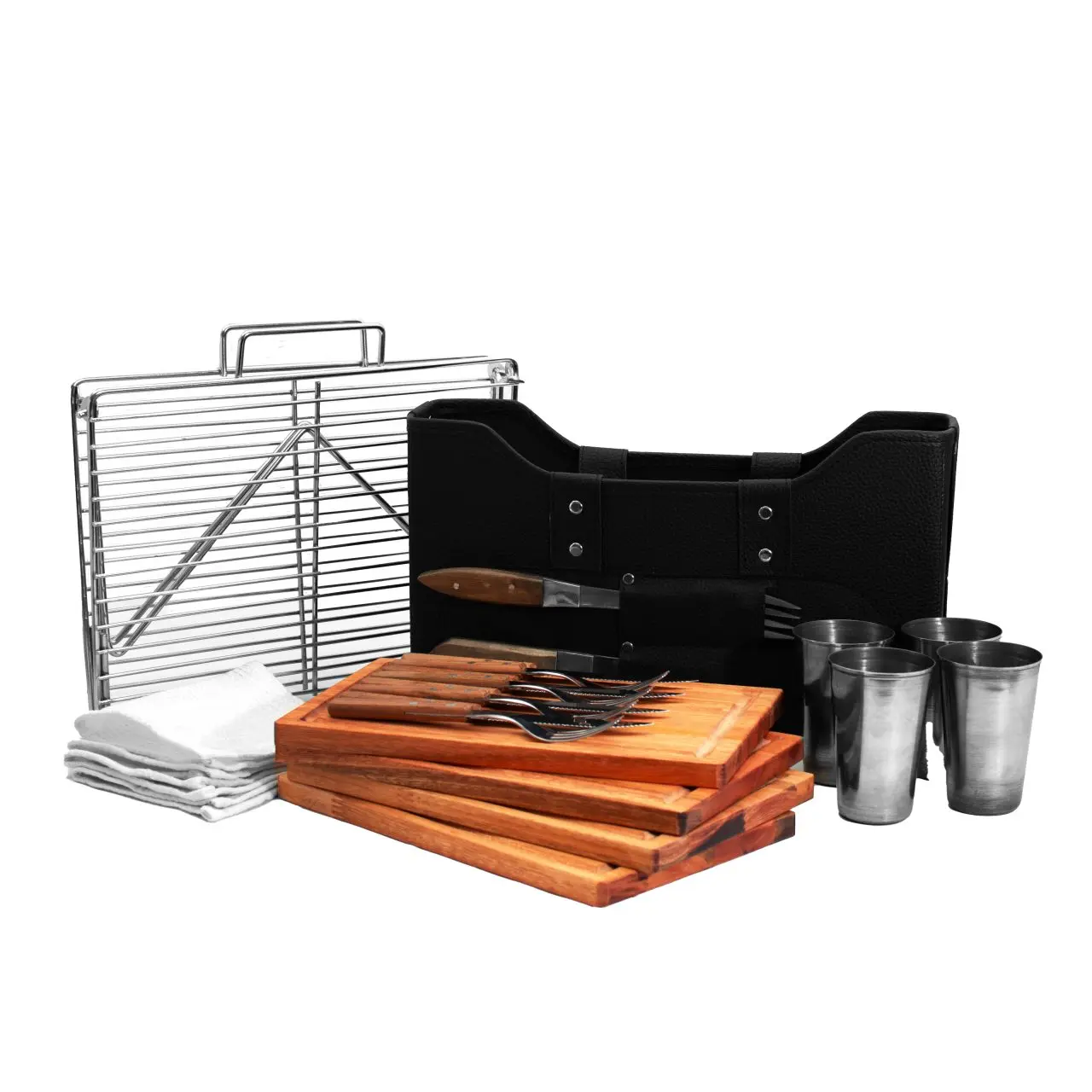 Set De Asado X4 Tiempo Libre Premium Con Parrilla